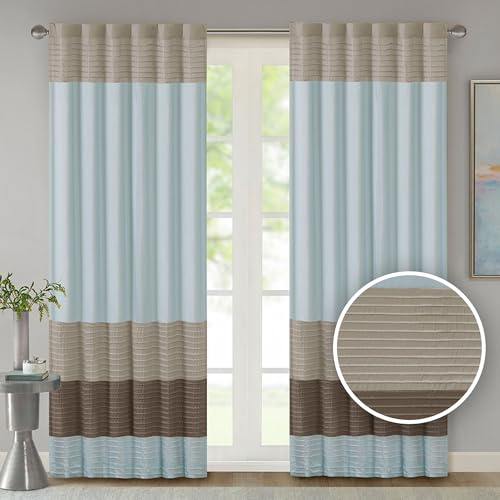 Madison Park Window Curtain Faux Silk, 1 Panel, Room Darkening 50x84 Blue
