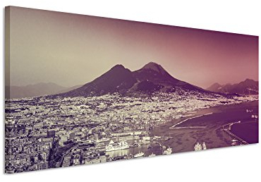 Paul Sinus Art 120x40cm Panoramabild auf Leinwand Stadt Napoli (Neapel) Sonnenuntergang