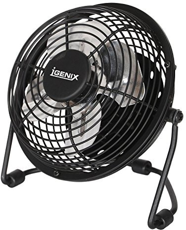 Igenix DF0004 USB Desk Fan, 4 Inch, Quiet Operation, Adjustable Tilt, Personal Mini Fan, Powered by PC, Laptop, MacBook, Adaptor, 1.5 M USB Cable, Black (Pack of 2)