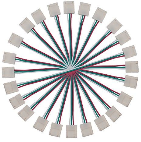 BTF-LIGHTING 3Pin WS2812B WS2811 SK6812 Connector 10mm Wide Dual End with 15cm Cable LED Strip Solderless DIY LED Flexible Strip 10PCS