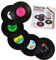 Lot de 6 sous-verres rigides en forme de disque vinyle rétro - Pour servir cafés et thés dans une maison ou un bar - Isole et protège les meubles