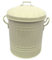 Easy Shopping Small 15 Litre 15L Round Shape Several Colour Metal Bin Recycle Rubbish Waste Dustbin Bin with Lid (Cream)