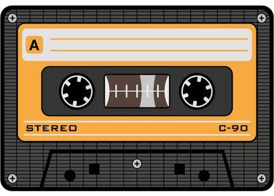 Rockbites Design Z886030 Tapis de souris à bande Jaune Motif cassette musicale Multicolore 16 x 24 cm