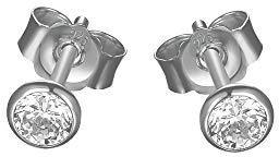 DOOSTI Damen Ohrstecker 925/- Silber rhodiniert, 6,0mm Durchmesser