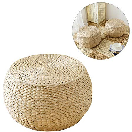 Design Pouf Sitzkissen Rund Kissen Stricken Handgewebte NatÜRliche Gewebte Webart Gras Futon Bodenkissen Handgefertigte Stroh Gewebt Zafu Yoga Meditation Mat Runde Quadrat Geflochtene Pad Garten ESS