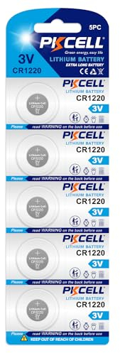 CR1220 3V Lithium Battery, Button Coin Cell Batteries,Car Key Battery, for LED Flashlights, Watches,5 Pcs, PKCELL