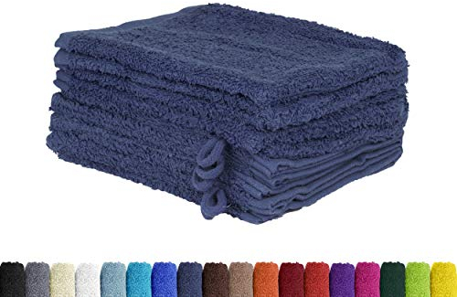 BaSaTex 10er Pack Waschhandschuhe aus 100% weicher und saugstarker Baumwolle | Öko-Tex Made in Green | Waschlappen Set 15x21 cm | Farbe: Navyblau