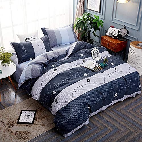 Fansu Juego de Ropa de Cama de 4 Piezas Elegante Juego de Fundas de Edredón Incluye 1 Funda Nórdica y 1 Sábana encimera 2 Funda de Almohada (Cama 150/160-220x240cm,Musica a Rayas)