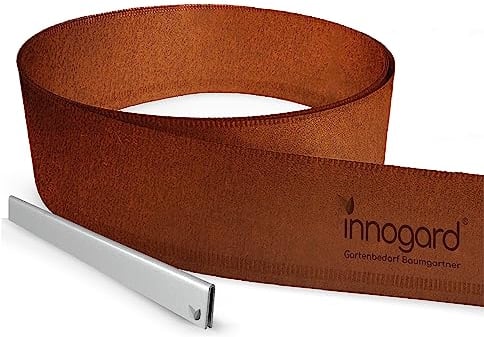 innogard 6012-001 - Nastro di bordatura per prato - in acciaio corten - altezza 20 cm, decorazione del giardino con ruggine - bordo con lunghezza di 10 m