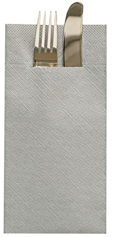 Mank Tissue Deluxe Besteckservietten Uni | 40 x 40 cm | 1/8-Falz | Premium Einweg-Serviette | saugstark | Basic | 75 Stück (Grau)