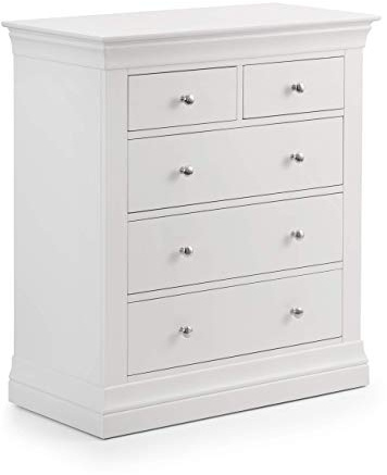Julian Bowen Clermont Chest - White Chests | French Inspired Drawer Storage Organiser, 5 Drawers, No Assembly Needed, Dresser for Bedroom, Living Room & Hallway