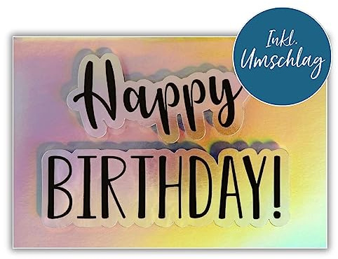 bsb - Herzlichen Glückwunsch Karte zum Geburtstag 11,5 x 17,0 cm - hochwertige Geburtstagskarte mit Umschlag - schöne Geburtstagskarten für Frauen & Männer - Happy Birthday Karte mit Applikation