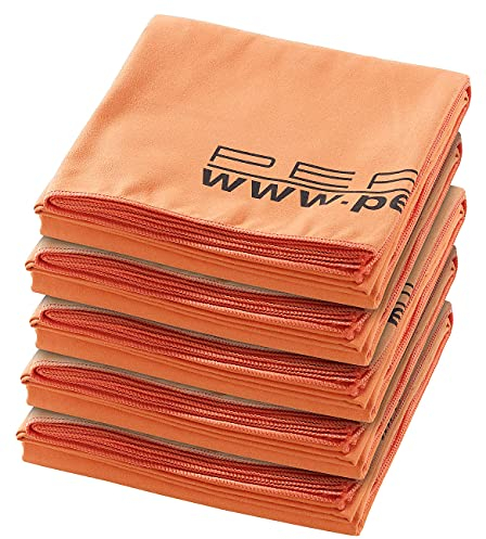 PEARL Badehandtuch: 5er-Set extra-saugfähige Mikrofaser-Badetücher, 180 x 90 cm, orange (Microfleece Handtuch, Strand Handtuch Mikrofaser, Saugfähiges Badetuch)