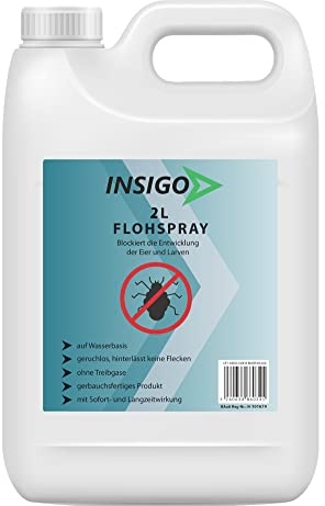 NEU Biozidfreies Flohmittel für Hund 2 Liter – Flohabwehr – Effektives Mittel für Flöhe im Haus – Flee Spray & Flohspray für Katzen – Floh Abwehr-Lösung von INSIGO