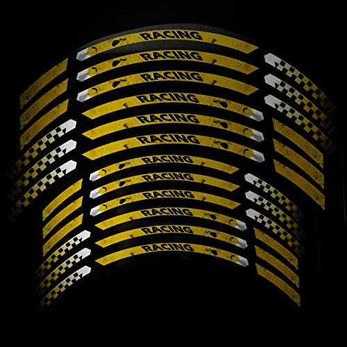 21/18 Motocicletas Llanta Rueda Reflectante Rayas Adhesivos Cinta Adhesivos (Amarillo)