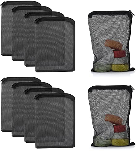 cobee Lot de 10 sacs filtrants pour aquarium avec fermeture éclair en maille fine à haut débit - Sacs réutilisables pour charbon actif, biosphères (10 pièces, noir)