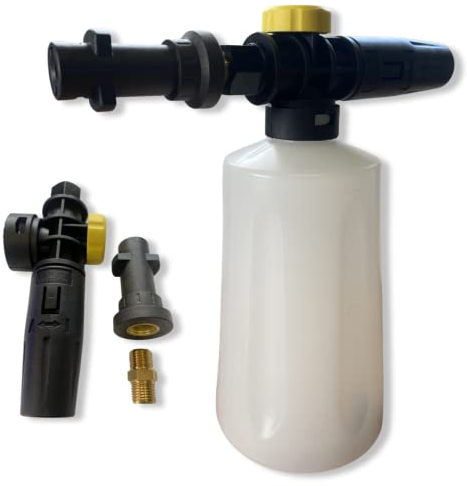 M&M Smartek Schaumkanone einstellbar Schaumlanze Schaumdüse Hochdruckreiniger Injektor Seifenspender Autowäsche kompatibel mit Kärcher Nilfisk Lavor B&D Bosch Kränzle 0,7L (#1 Kärcher K2 bis K7)