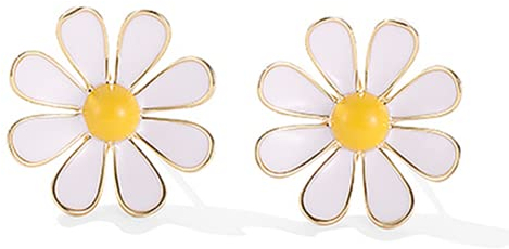 Oivzziy Clous d'oreilles en marguerite fleur pour femme en argent sterling 925 en plaqué or, Boucles d'oreilles en pâquerette