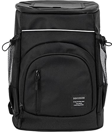 Outplea Mochila Nevera de Acampada 30L, Bolsa Térmica Porta Alimentos con Forro Estanco, Nevera Portatil Tela Grande para Playa Camping Picnic Barbacoa, Negro