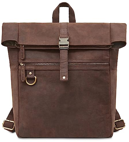 LEABAGS Leder Rucksack Damen & Herren I Echtleder Premium Daypack I Eleganter Backpack Frauen & Männer I Lederrucksack