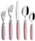 ANNOVA Ensemble de couverts/couverts en acier inoxydable avec poignées de couleur et rivets/style rétro. (Light Pink, 20 Pieces)