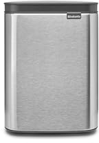 Brabantia - Bo Abfalleimer 4L - Abfalleimer klein & stilvoll - Leicht zu öffnender, sanft schließender Deckel - Hygienisch & platzsparend - Wandmontage - Bad, Toilette, Schlafzimmer - Mattstahl FPP