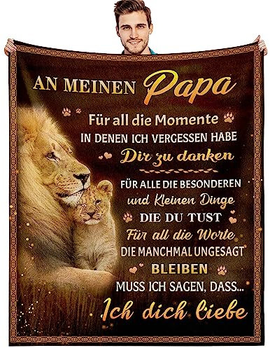 G-dake Geschenke für Papa Vater Geburtstag Geburtstagsgeschenk von Tochter Sohn Geschenkideen für Vatertagsgeschenk Weihnachten Erntedank, Bester Papa Decke mit Kuscheldecke Flauschig 150x200cm