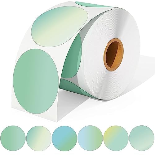 WLHGH 2 Runde Thermische Etiketten, Selbstklebende Kreis Aufkleber Drucker Etikett, 6 Farbverläufe Thermo-Etikett für Barcode, Logo Design, Adresse, QR Code, Adresse, Inventar, 600 Etiketten/Rolle