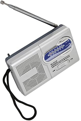 Yosoo Portable Silver Grey AM/FM Radio with Headphone Jack for Home, Travel, Emergency Use