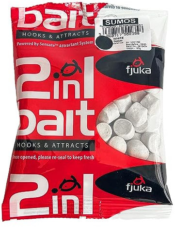 Fjuka 2in1 ‘Sumo’ - 14mm Fishing Bait | Big fish bait | Hookbait & feed | Carp, barbel, tench, bream (White)