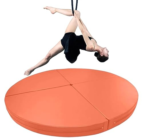 RVUEM Stahlrohr Schutzmatte, Pole Dance Crash Matte, Tragbare Fitness Pole Dance Sicherheitsmatte, Faltbares Yoga üBungs Tanzkissen, FüR Home Workout Fitness,Orange,120×3cm