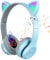 Cuffie Bluetooth per Bambini, Cuffie Senza Fili Over-Ear con Orecchio di Gatto, Cuffie Stereo Senza Fili Pieghevoli con LED Luminosi, Cuffie Orecchie da Gatto per Telefoni e Tablet