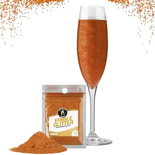 Twinkle my Drink® Essbarer Glitzer für Getränke Kupfer - Halloween Party Deko - Glitzer essbar für Sekt & Likör - vegan, geschmacksneutral - 12g für über 60 Getränke