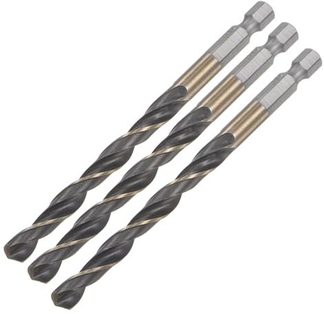 sourcing map 3 Pcs High Speed Steel Hex Shank Twist Drill Bit, 7mm Drilling Dia with 1/4 Inch Hex Shank 105mm Length