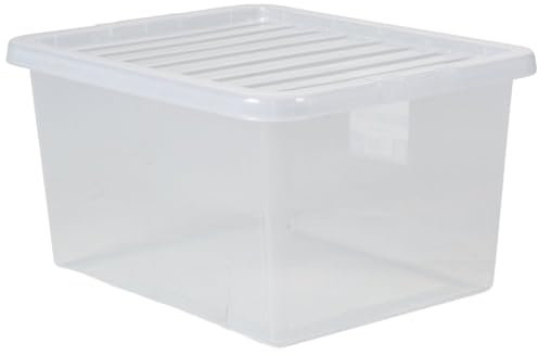 Clear Plastic 4l/7L/11L/14L/25L/32L/37L/45L/60L/80L WHAM Crystal Storage Box with Lid Multi Us Home Office & Workplace Stackable Strong Boxes (Plastic, 37L)