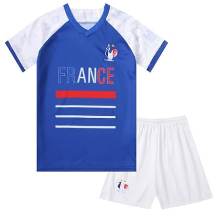 Uorrhaw France Sports Football Boy Kid Youth Jersey Kit Shirt Shorts Set (Boy's S, Blue)