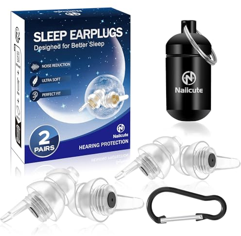 Naiicute öhrstöpsel Schlaf 2 Paar, Gehörschutz Ohrenstöpsel gegen Schnarchen, Ohrstöpsel zum lärmreduzierung, Ohr-Stöpsel Noise Cancelling Weiches Silikon Sleep Ear Plugs für Arbeiten, Reisen