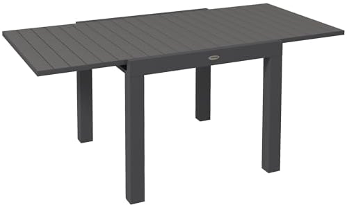 Outsunny Gartentisch Esstisch für 6 Personen Terrassentisch Erweiterbarer Balkontisch bis 70 kg belastbar Aluminium Grau 81/162 x 80 x 75 cm