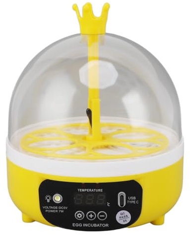 Sonew Inkubatoren für Bruteier, Automatische Temperatur- und Feuchtigkeitskontrolle, 7 Eierkerzen, Mini-Eierinkubator für Hühner, Enten, Tauben (Manuelles Drehen)