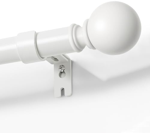 Joydeco Einstellbare Weiß Gardinenstange Set 76cm-236cm Dekorative Vorhangstange mit Aluminium Endkappe für Duschraum Schlafzimmer Wohnzimmer DEY7A