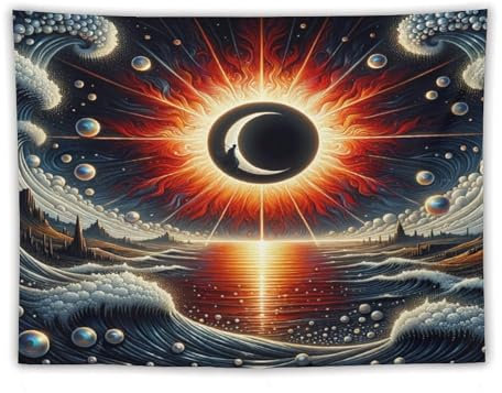 NACHOMACHO BLACK MOON Wandteppich, Wandbehang, Tapestries Wandtuch, Wandkunst Für Schlafzimmer Und Wohnzimmer 60x80