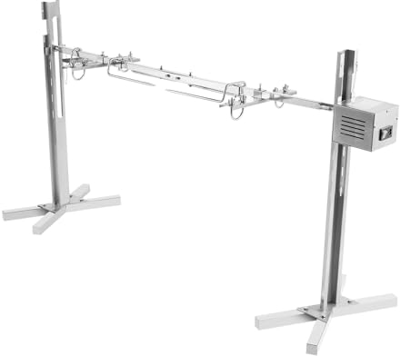Loobiiny 53 pollici Spiedo per griglia da 30kg Set di spiedo elettrico in acciaio inox con motore da 25 watt Spiedo elettrico per girarrosto Spiedo elettrico per griglia da