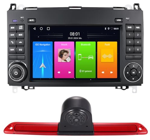 GPS Navi Navigation Navigator Autoradio mit CarPlay & Android + HD Rückfahrkamera Einparksystem Kompatibel mit Mercedes-Benz Sprinter B906/V W Crafter (G7239+Rückfahrkamera)