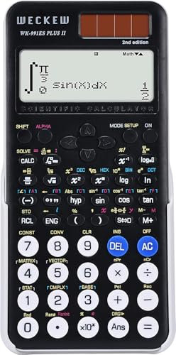 WECKEW Scientific Calculator 417 Function 2 Line 10+2 Digits Written Display Solar and Battery Calculators for Students Secondary School College Black (991ES Plus 2nd Edition)