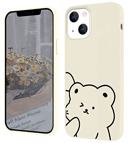 JOYLAND Couple Cases Compatible with iPhone 16, Cute Black Bear Pattern Matching Phone Case, Ultra Slim Silicone Protective Cover with Anti-Scratch Lining for iPhone 16, 6.1 Inch