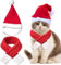 Katzen Weihnachtsmütze Und Schal - Deko Weihnachts Outfit, Kleidung Für Klein Katze, Weihnachtsmann-Mütze, Weihnachtskostüm, Katzenbekleidung