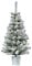 HOMCOM Künstlicher Weihnachtsbaum mit LED-Leuchten, 90 cm Christbaum mit 116 Spitzen, Kunstschnee, Blumentöpfe, für Weihnachten Deko, Grün+Weiß