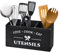 Soporte para Utensilios de Cocina Organizador de Cocina de Madera con Parte Inferior de Drenaje Soporte para Cubiertos Resistente Utensilios de Granja para Encimeras de cocina, Herramientas de Cocina
