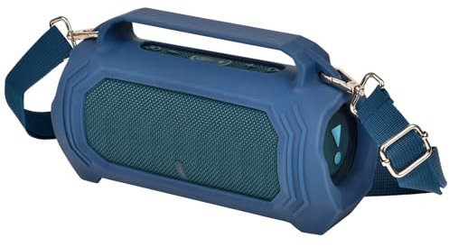 Silicone Case for JBL Charge 5 Waterproof Portable Bluetooth Speaker, Travel Protective Gel Skin, Waterproof Rubber Bag with Shoulder Strap (Blue)
