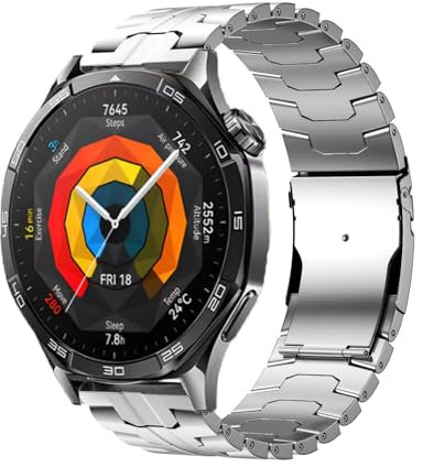 VELORE Para Huawei Watch GT5 46mm correa de Metal pulsera de negocios 22mm para Huawei Watch GT 46mm/GT2e/GT3 46mm correas de reloj de acero inoxidable(Sliver 1)